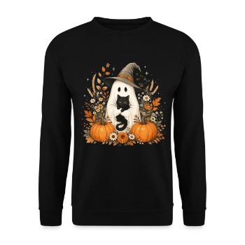 Halloween, Ghost, Black Cat - Unisex Sweatshirt - black - Front - Alina (178cm) & Michal (187cm)