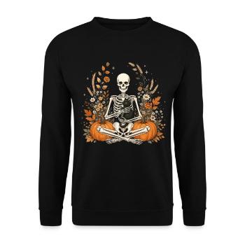 Halloween, Skeleton, Black Cat - Unisex Sweatshirt - black - Front - Alina (178cm) & Michal (187cm)