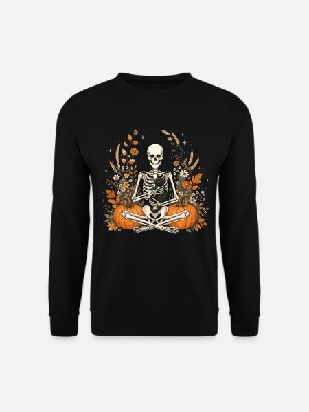 Halloween, Skeleton, Black Cat - Unisex Sweatshirt - black