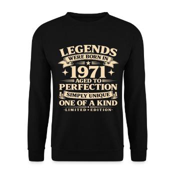 Né en 1971 Simplement unique - Sweat-shirt Unisexe - noir - Devant - Alina (178cm) & Michal (187cm)