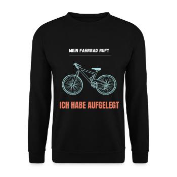 Mein Fahrrad ruft aufgelegt - Unisex Pullover - Schwarz - Vorne - Alina (178cm) & Michal (187cm)
