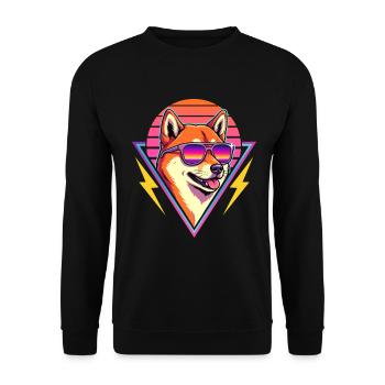 Shiba Inu Retro Kawaii Doge des années 80 - Sweat-shirt Unisexe - noir - Devant - Alina (178cm) & Michal (187cm)