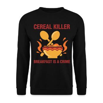 Petit-déjeuner céréales drôles Tueur Le petit-déjeuner est un crime - Sweat-shirt Unisexe - noir - Devant - Alina (178cm) & Michal (187cm)