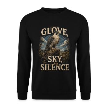 Falconry Falconer Glove Sky Silence - Unisex Sweatshirt - black - Front - Alina (178cm) & Michal (187cm)