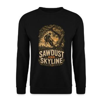 Arborist Tree Care Sawdust And Skyline - Unisex Sweatshirt - black - Front - Alina (178cm) & Michal (187cm)