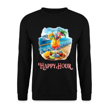 Cruising Into Happy Hour - Unisex Pullover - Schwarz - Vorne - Alina (178cm) & Michal (187cm)