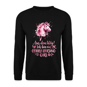 Hobby Horsing Girl Pferd Rosa - Unisex Pullover - Schwarz - Vorne - Alina (178cm) & Michal (187cm)