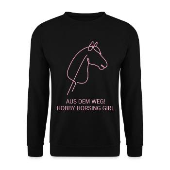 Hobby Horsing Girl Pferd - Unisex Pullover - Schwarz - Vorne - Alina (178cm) & Michal (187cm)