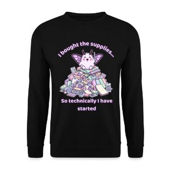 J’ai acheté les fournitures, donc techniquement j’ai commencé - Sweat-shirt Unisexe - noir - Devant - Alina (178cm) & Michal (187cm)