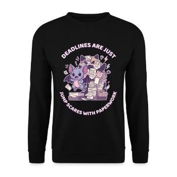 Les échéances sont des sursauts avec la paperasse - Sweat-shirt Unisexe - noir - Devant - Alina (178cm) & Michal (187cm)