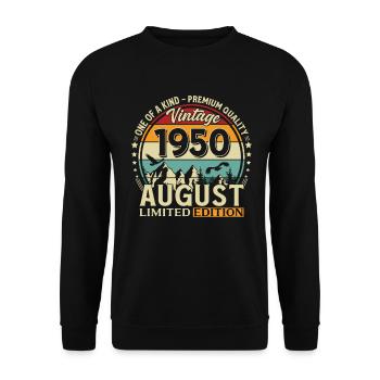 76th Birthday Gift Husband Original 1950 August - Unisex Sweatshirt - black - Front - Alina (178cm) & Michal (187cm)