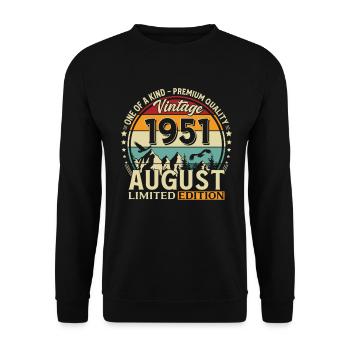75th Birthday Gift Husband Original 1951 August - Unisex Sweatshirt - black - Front - Alina (178cm) & Michal (187cm)