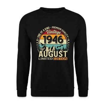 80. Geburtstag Geschenk Mann Original 1946 August - Unisex Pullover - Schwarz - Vorne - Alina (178cm) & Michal (187cm)