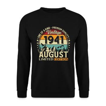 85. Geburtstag Geschenk Mann Original 1941 August - Unisex Pullover - Schwarz - Vorne - Alina (178cm) & Michal (187cm)