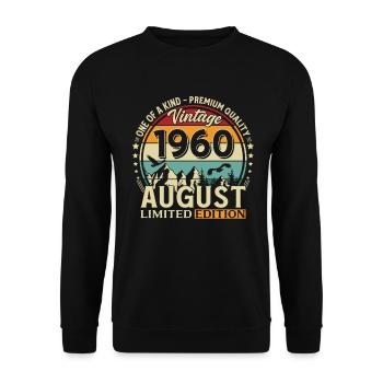 66th Birthday Gift Husband Original 1960 August - Unisex Sweatshirt - black - Front - Alina (178cm) & Michal (187cm)