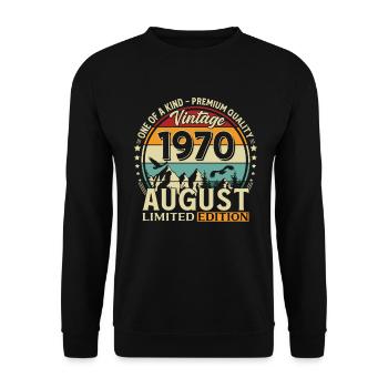 Cadeau du 56e anniversaire Mari Original 1970 août - Sweat-shirt Unisexe - noir - Devant - Alina (178cm) & Michal (187cm)