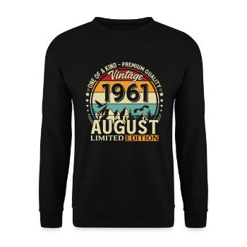 65th Birthday Gift Husband Original 1961 August - Unisex Sweatshirt - black - Front - Alina (178cm) & Michal (187cm)