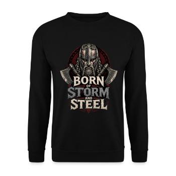 Born Of Storm And Steel - Unisex Pullover - Schwarz - Vorne - Alina (178cm) & Michal (187cm)