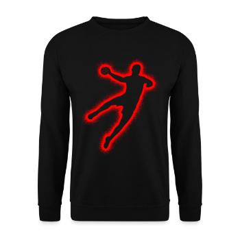 Handballspieler Handballer Herren Jungen Handball  - Unisex Pullover - Schwarz - Vorne - Alina (178cm) & Michal (187cm)