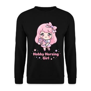 Cheval Kawaii de cavalier amateur - Sweat-shirt Unisexe - noir - Devant - Alina (178cm) & Michal (187cm)