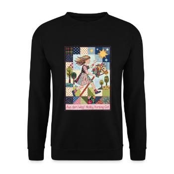 Hobby Horsing Mädchen Pferd Patchwork - Unisex Pullover - Schwarz - Vorne - Alina (178cm) & Michal (187cm)