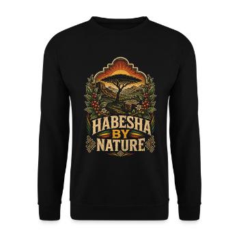 Äthiopien Äthiopisch Äthiopier Habesha By Nature - Unisex Pullover - Schwarz - Vorne - Alina (178cm) & Michal (187cm)