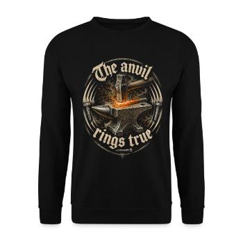Schmied Kunstschmied Hufschmied Anvil Rings True - Unisex Pullover - Schwarz - Vorne - Alina (178cm) & Michal (187cm)
