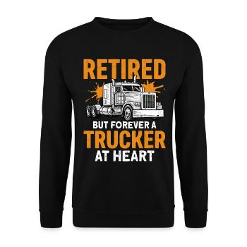 Retired But Forever A Trucker At Heart - Unisex Pullover - Schwarz - Vorne - Alina (178cm) & Michal (187cm)