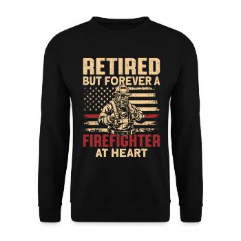 Retired But Forever A Firefighter At Heart - Unisex Pullover - Schwarz - Vorne - Alina (178cm) & Michal (187cm)