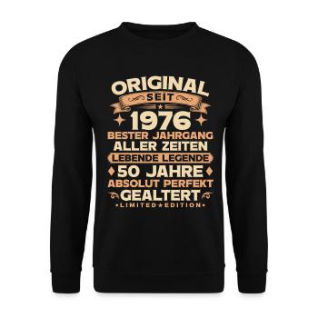 Original 1976 Jahrgang Legende 50. Geburtstag - Unisex Pullover - Schwarz - Vorne - Alina (178cm) & Michal (187cm)