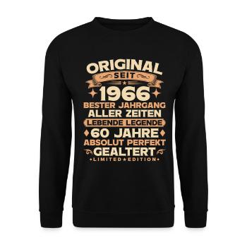 Original 1966 Jahrgang Legende 60. Geburtstag - Unisex Pullover - Schwarz - Vorne - Alina (178cm) & Michal (187cm)