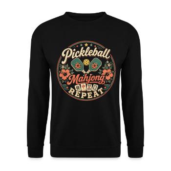 Pickleball Mahjong Passion Joueur Vintage - Sweat-shirt Unisexe - noir - Devant - Alina (178cm) & Michal (187cm)