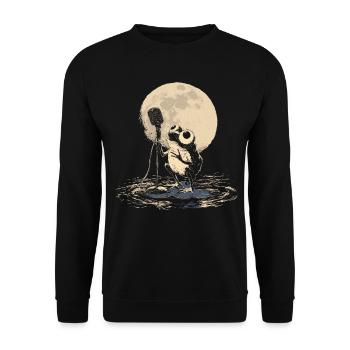 Singender Frosch Sänger Musik Amphibie - Unisex Pullover - Schwarz - Vorne - Alina (178cm) & Michal (187cm)