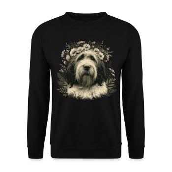 Bobtail Hund Englischer Schäferhund Blumen - Unisex Pullover - Schwarz - Vorne - Alina (178cm) & Michal (187cm)
