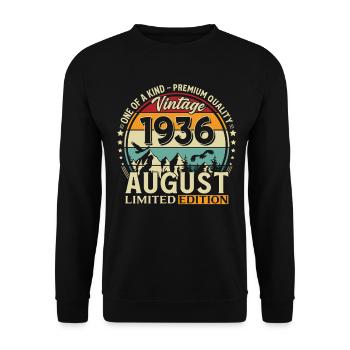 Cadeau du 90e anniversaire Mari Original 1936 août - Sweat-shirt Unisexe - noir - Devant - Alina (178cm) & Michal (187cm)