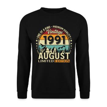 Cadeau du 35e anniversaire Mari Original 1991 août - Sweat-shirt Unisexe - noir - Devant - Alina (178cm) & Michal (187cm)