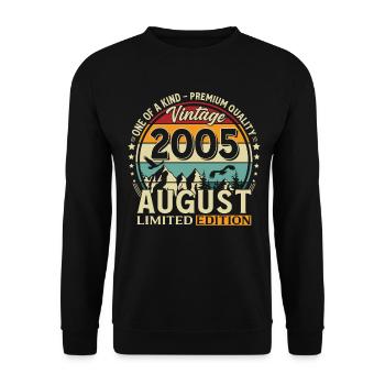 21. Geburtstag Geschenk Mann Original 2005 August - Unisex Pullover - Schwarz - Vorne - Alina (178cm) & Michal (187cm)