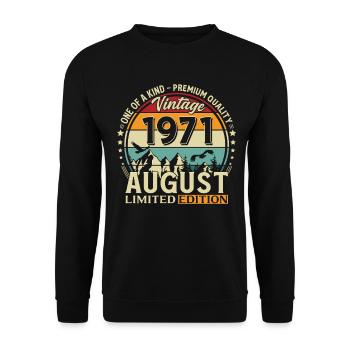 Cadeau du 55e anniversaire Mari Original 1971 août - Sweat-shirt Unisexe - noir - Devant - Alina (178cm) & Michal (187cm)