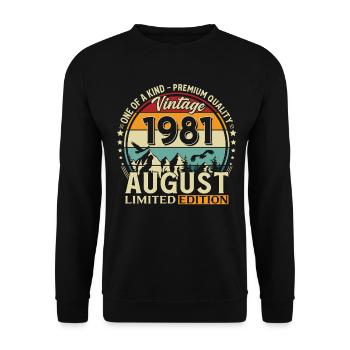 Cadeau du 45e anniversaire Mari Original 1981 août - Sweat-shirt Unisexe - noir - Devant - Alina (178cm) & Michal (187cm)
