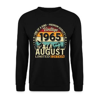 61st Birthday Gift Husband Original 1965 August - Unisex Sweatshirt - black - Front - Alina (178cm) & Michal (187cm)