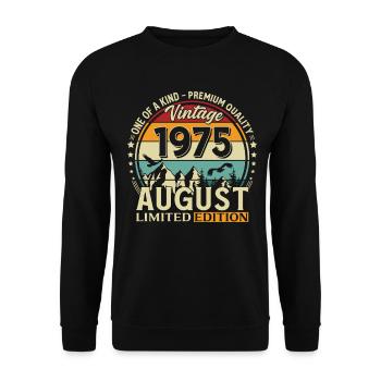 Cadeau du 51e anniversaire Mari Original août 1975 - Sweat-shirt Unisexe - noir - Devant - Alina (178cm) & Michal (187cm)