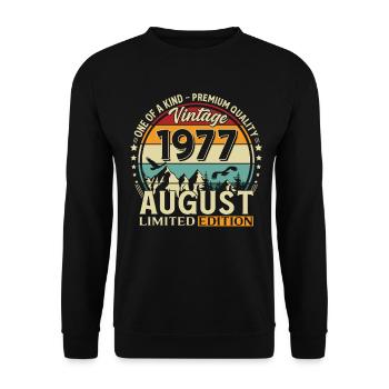 49th Birthday Gift Husband Original 1977 August - Unisex Sweatshirt - black - Front - Alina (178cm) & Michal (187cm)