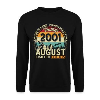25th Birthday Gift Husband Original 2001 August - Unisex Sweatshirt - black - Front - Alina (178cm) & Michal (187cm)