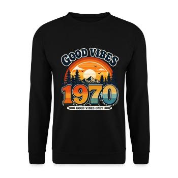 Vintage 1970 Sunset - Unisex Pullover - Schwarz - Vorne - Alina (178cm) & Michal (187cm)