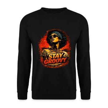 Stay Groovy – Style Soul Rétro - Sweat-shirt Unisexe - noir - Devant - Alina (178cm) & Michal (187cm)