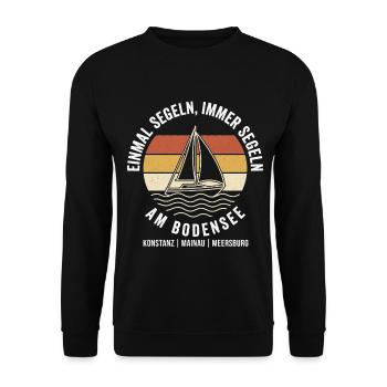 Segeln Bodensee Segelboot Vintage Retro - Unisex Pullover - Schwarz - Vorne - Alina (178cm) & Michal (187cm)