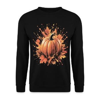Citrouille Automne Splash Art Feuille Erable - Sweat-shirt Unisexe - noir - Devant - Alina (178cm) & Michal (187cm)