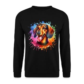 Dackel Motiv - Unisex Pullover - Schwarz - Vorne - Alina (178cm) & Michal (187cm)