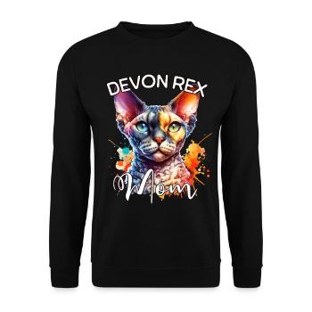 Devon Rex Mama - Unisex Pullover - Schwarz - Vorne - Alina (178cm) & Michal (187cm)