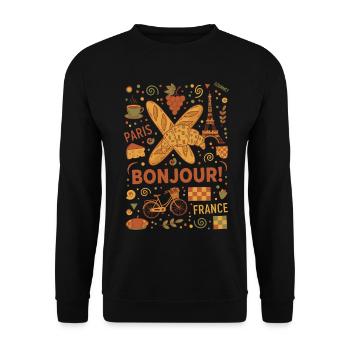Breakfast Bonjour Paris France Brunch Coffee Food - Unisex Sweatshirt - black - Front - Alina (178cm) & Michal (187cm)